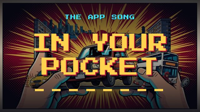 Cover art for the track In Your Pocket, in the game's inked arcade comic style
