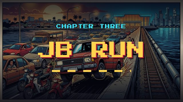 Cover art for the track JB Run, in the game's inked arcade comic style