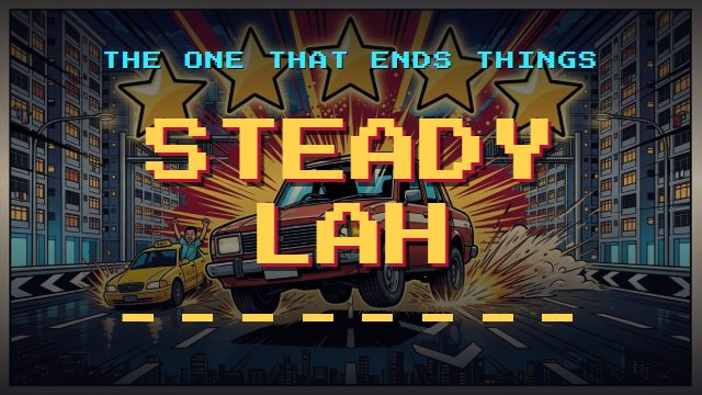 Cover art for the track Steady Lah, in the game's inked arcade comic style