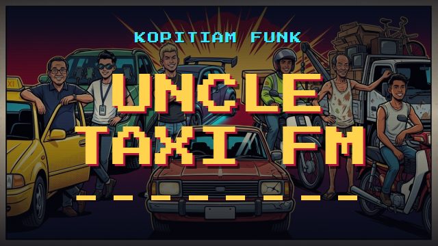 Cover art for the track Uncle Taxi FM, in the game's inked arcade comic style