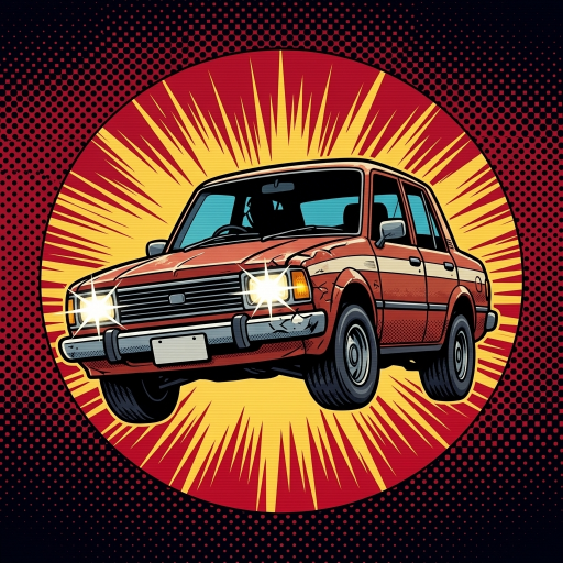 The SG Bumper Cars app icon: the battered red saloon bursting out of a comic speed burst